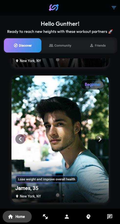 LinkUp Fitness Home Screen Alternative