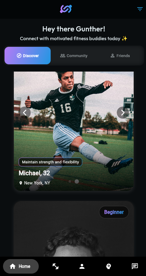 LinkUp Fitness Progress Chart